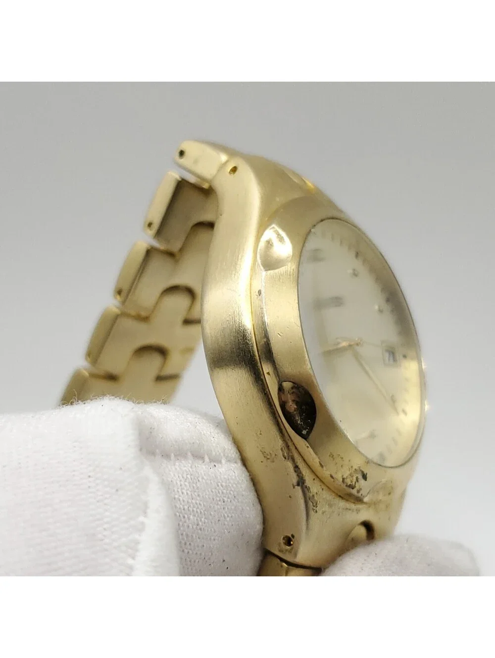 Lorus Diver Style Women Watch New Battery Gold Tone Date Dial 34mm